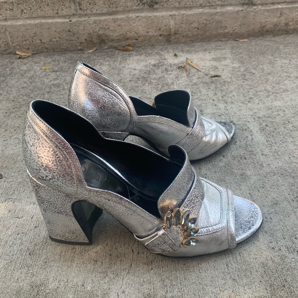 Erdem sparkly silver heels